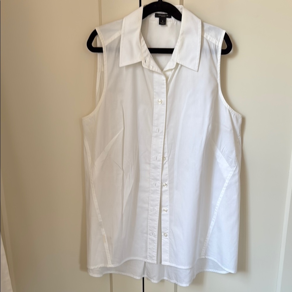 Ann Taylor Sleeveless White Button-Down Shirt